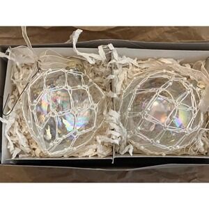Set of 2 Iridescent Vintage Glass Pearl Net Christmas Ornaments Dillard's